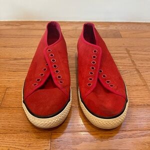 The hundreds size 7 red suede sneakers